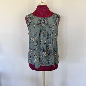 Mason & Belle Tempesta Lace Detail Blouse Floral Tank Light Green Size XL